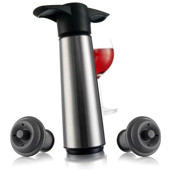 Vacu Vin Wine Saver-RVS-Pomp-2x-Stoppers